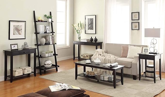 Convenience Concepts American Heritage 1 Drawer Console Table with Shelf, Black