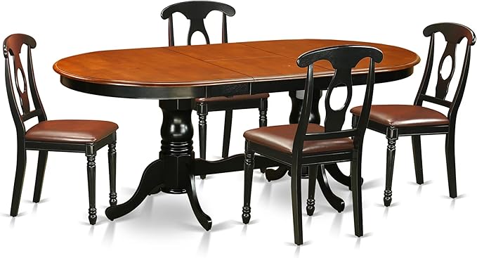 East West Furniture PLKE5-BCH-LC 5 Piece Dining Room Furniture Set Includes an Oval Kitchen Table with Butterfly Leaf and 4 Faux Leather Upholstered Dining Chairs, 42x78 Inch, Black & Cherry