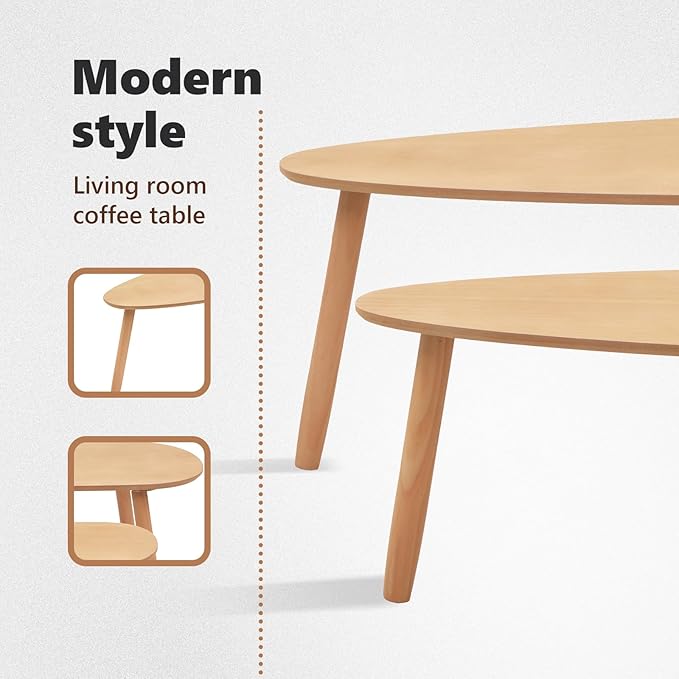 vidaXL Nesting Coffee Table 2 pcs, Side Tables with Solid Pine Wood Legs, Scandinavian Style End Table for Living Room, Brown