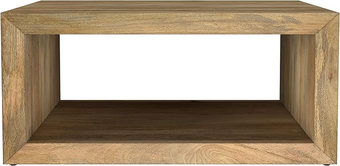 Coaster Home Furnishings - Benton - Mango Wood - Square Coffee Table with Low Profile and Open Shelf - Rustic - Living Room - 39-Inch - Natural - 706838