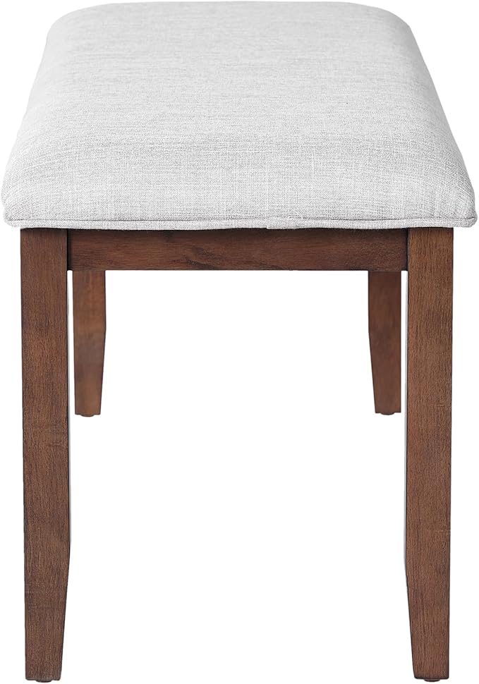 Merax Upholstered Dining Bench, with Padded Seat and Solid Wood Leg for Kitchen Bedroom, Living Room, Indoor, Entryway, Hallway, End of Bed, Cherry+Beige