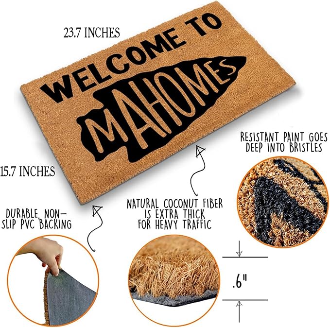 Funny Coir Doormat Welcome to Front Door Entryway Outdoor with Heavy Duty Porch Natural Coconut Brown House Warming Novelty Gift 23.7x15.7 Inch