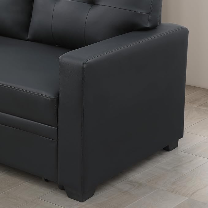 Devion Furniture Garisa 4-in-1 Convertible L Shaped Couch with Pull Out Bed and Storage, Sectional Sleeper Sofa with Reversible Chaise for Living Room, Apartment, Bedroom, Office