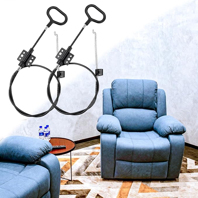 yuntop Sofa Recliner Cables Sofa and Reclined Chair Replacement Part D Ring Couch Recliner Pull Handle with S Tip for Cable Total Length 36.5 Inch Exposed Length 5Inch (2 Pack Black)