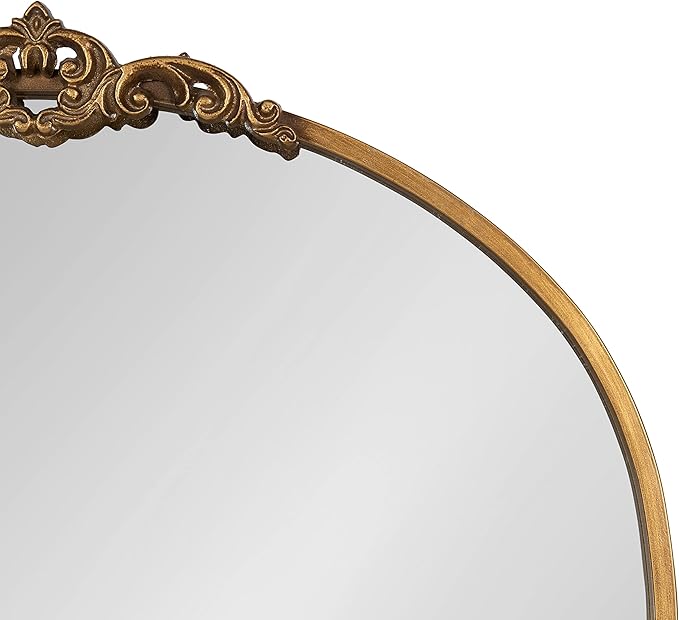 Kate and Laurel Myrcelle Traditional Arched Mirror; 25 x 33; Gold; Decorative Large Arch Mirror with Ornate Garland Detailing Along The Crown and Edges of The Frame