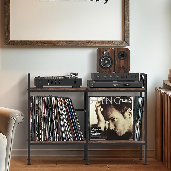 Vinyl Record Storage,Record Player Cabinet,Record Player Stand with Vinyl Storage,Up to 200 Albums,Stereo Cabinet for Living Room,Bedroom,Brown