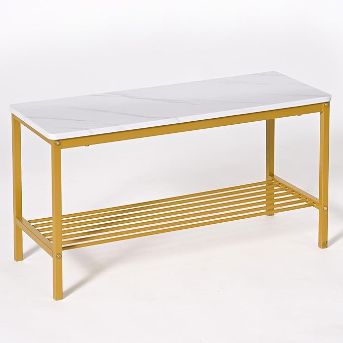SogesHome 4-Piece Dining Table Set for 4 - Space-Saving Kitchen Set with Bench and Chairs, Ideal for Restaurants and Coffee Shops, Golden