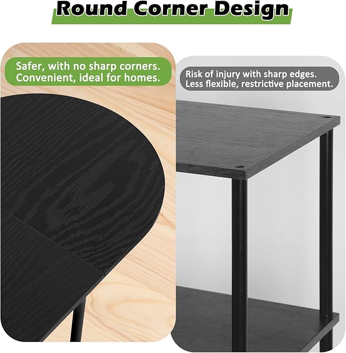 ETELI Black Coffee Tables for Living Room 2-Tier Small Oval Coffee Table Wood Accent Coffe Tables with Storage Shelf Modern Mesa De Centro Sala for Small Space, Home Office