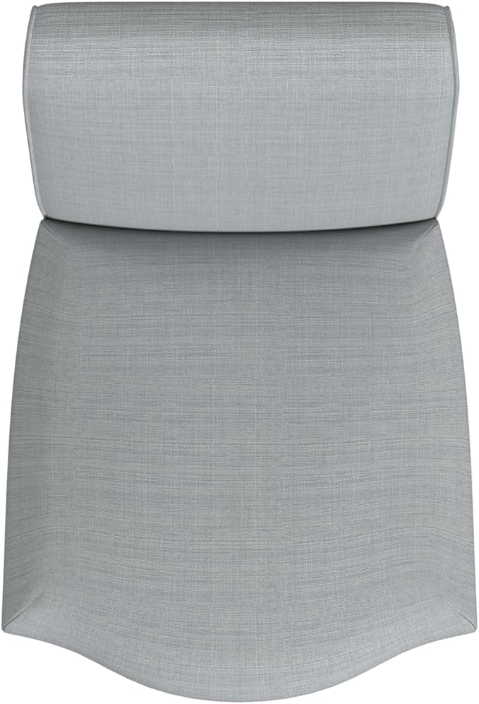 HomePop Scalloped Detail Dining Chair|Upholstered Parsons Dining Chairs |Decorative Home Furniture, Light Gray Woven (Set of 2)