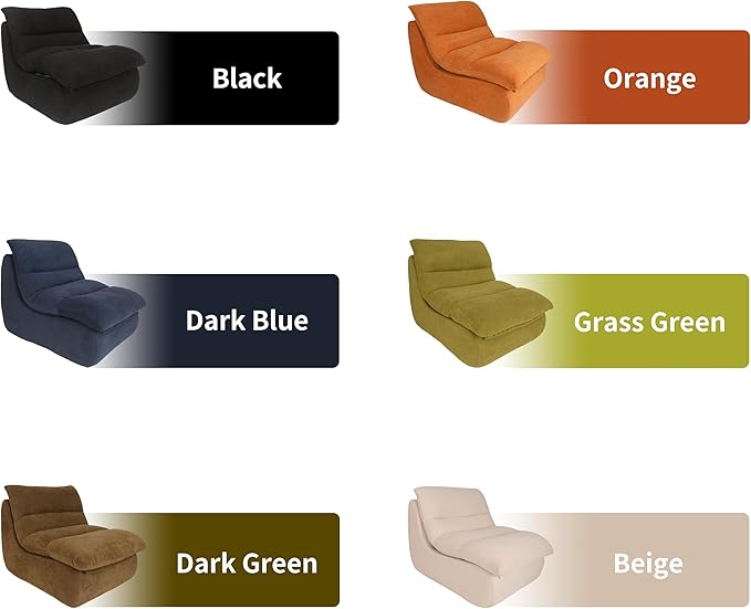 Bean Bag Chair - Memory Foam Bean Bag Chair for Adults, Comfy High-Resilience Single Sofa, Small Space Floor Chair, Chaise Lounge for Living Room, Bedroom (Orange, Cushions)