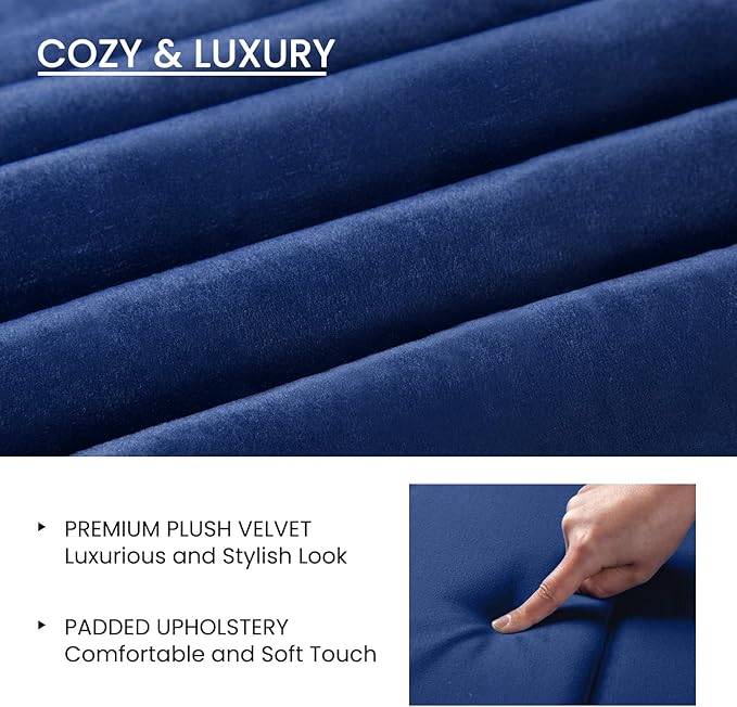 SHA CERLIN Twin Bed Frame/Velvet Upholstered Platform Bed Frame with Headboard/Strong Wood Slats Support/Mattress Foundation/No Box Spring Needed - Dark Blue