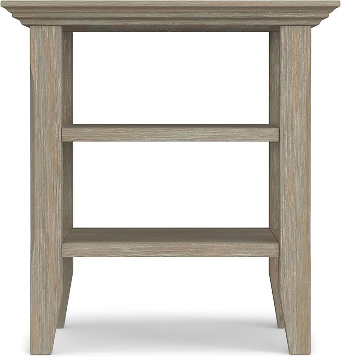 SIMPLIHOME Acadian SOLID WOOD 19 Inch Wide Square Transitional End Table in Distressed Grey, For the Living Room and Bedroom