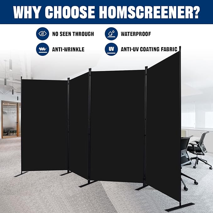 Room Divider 6FT Portable Room Dividers and Folding Privacy Screens, 136'' W Fabric Divider for Room Separation, 4 Panel Partition Room Dividers Freestanding Wall Divider Screen for Dorm Studio Office