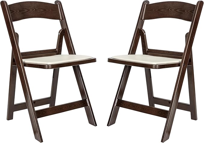 Flash Furniture Hercules Folding Resin– 2 Pack 800LB Weight Capacity Event Chair, Set of 2, Dark Brown