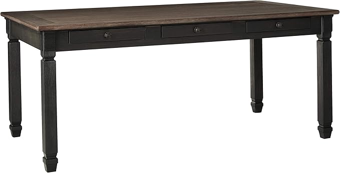 Signature Design by Ashley Tyler Creek Farmhouse Dining Table with Drawers, Seats up to 6, Almost Black
