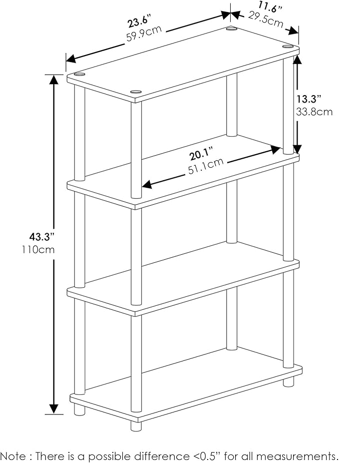 Furinno (99557EX/BK) Turn-N-Tube 4-Tier Multipurpose Shelf Display Rack - Espresso/Black