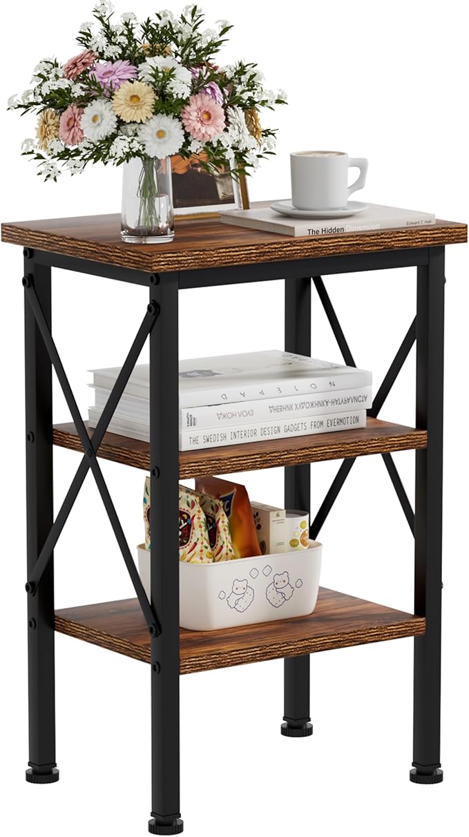 VECELO Modern Nightstands X-Design Side End Table Night Stand with Storage Shelf for Bedroom,Living Room,