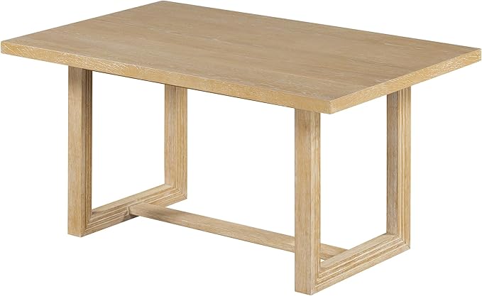 Ball & Cast 6-Piece Dining Table Set for 6 People, 60" Wood Dining Kitchen Table & Chairs Set, Dining Room Table with Upholstered Chairs and 1 Bench, Perfect for Dining Room, Kitchen,Natural