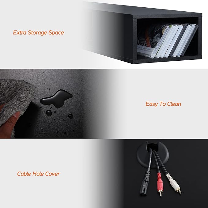 WAMPAT 70 inch Black Floating TV Stand, Entertainement Center Wall Mount for 75 inch TV, Media Console for Under TV with Storage for Living Room