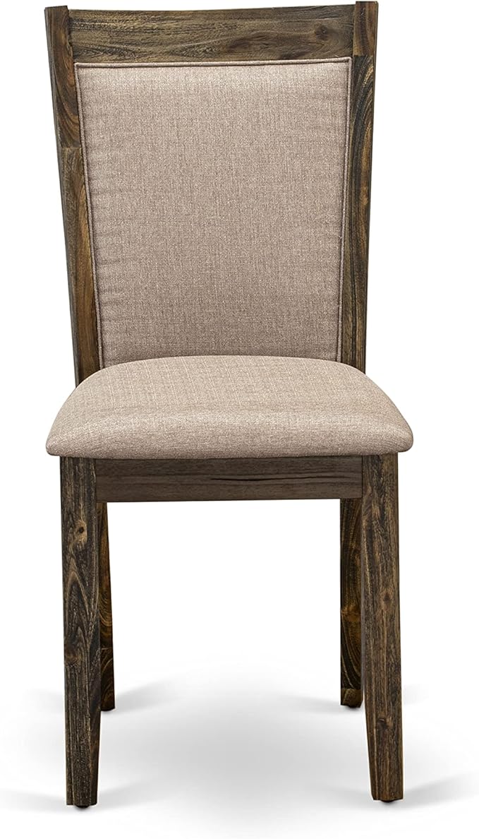 East West Furniture X727MZ716-5 5 Piece Modern Dining Table Set Includes a Rectangle Wooden Table with X-Legs and 4 Dark Khaki Linen Fabric Parson Dining Chairs, 40x72 Inch, Multi-Color