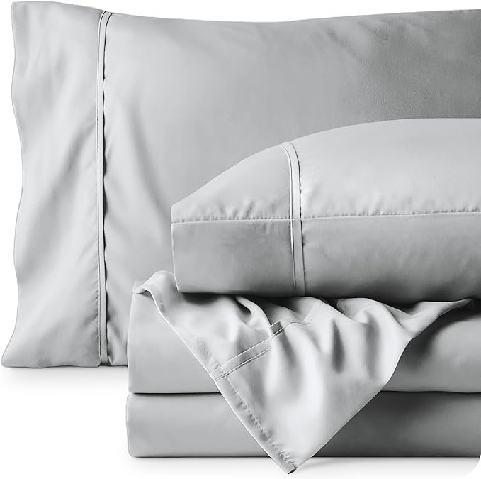 Bare Home King Sheet Set - 1800 Ultra-Soft Microfiber King Bed Sheets - Double Brushed - Deep Pockets - Easy Fit - 4 Piece Set - Bed Sheets (King, French Grey)