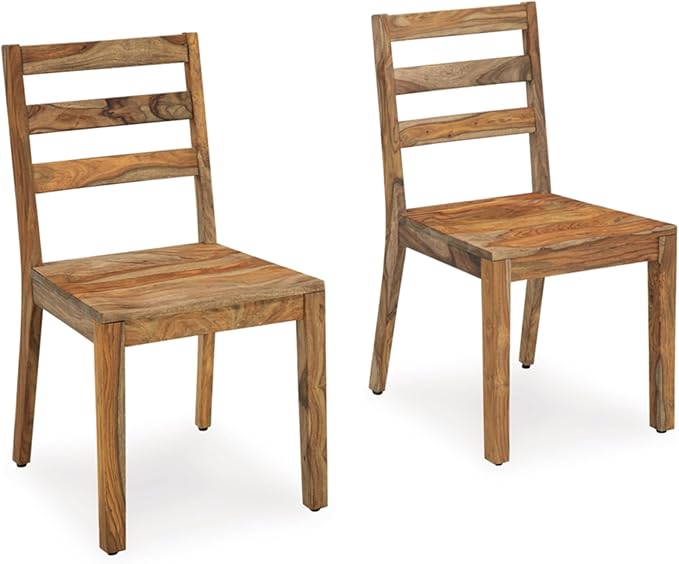 Signature Design by Ashley Dressonni Farmhouse Solid Wood Armless Dining Chair, Set of 2, Light Brown