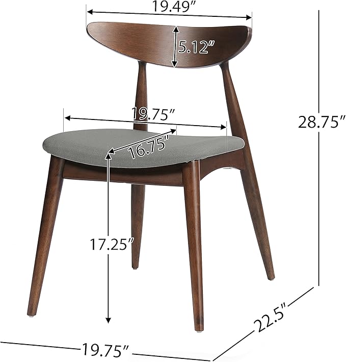 Christopher Knight Home Barron Fabric and Walnut Wood Dining Set, 5-Pcs Set, Light Grey / Walnut