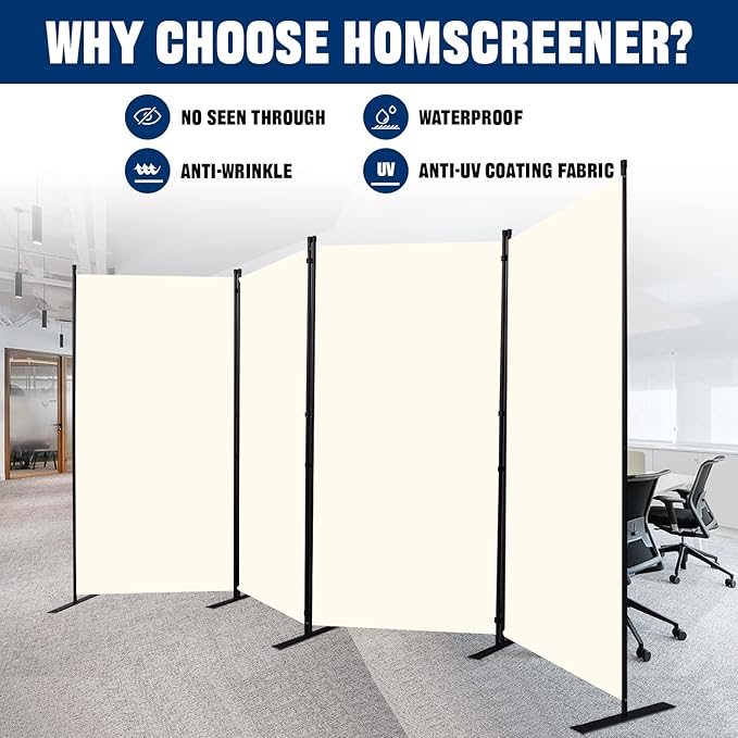 Room Divider 6FT Portable Room Dividers and Folding Privacy Screens, 136'' W Fabric Divider for Room Separation, 4 Panel Partition Room Dividers Freestanding Wall Divider Screen for Dorm Studio Office