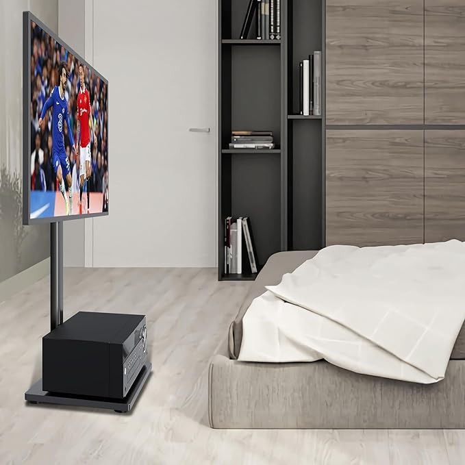 Universal Pedestal TV Stand with Bracket for 32"-75" TVs Floor TV Stand w/Cable Management Holds 132lbs Max VESA 600x400mm TS004H