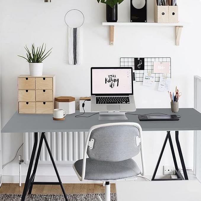Kaboon Grey Table Top 30" D x 47.25" W, Solid One-Piece Desktop, Universal Wood Countertop, Reversible Laminate Top, Double Desks, L-Desk DIY, for Home and Commercial