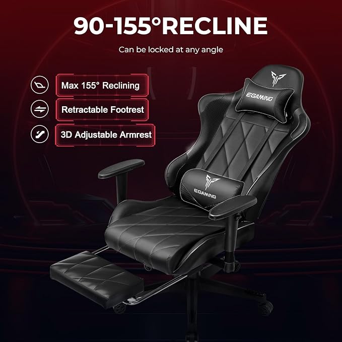 Gaming Chair with 3D Adjustable Armrests, Cow Print Design, Ergonomic Office Chair with High Back, Computer Chair with Footrest,Comfy Diamond Stitching Sest, Game Chair for Adults