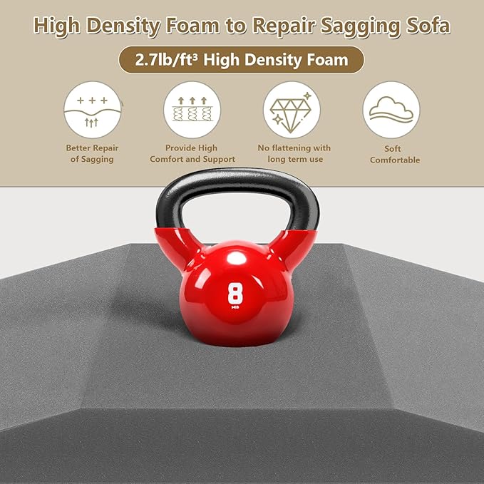 Couch Cushion Support, Sofa Cushion Supports for Sagging Cushions Trapezoid High Density Foam Replacement for Furniture Seat Sagging Gray Set of 1