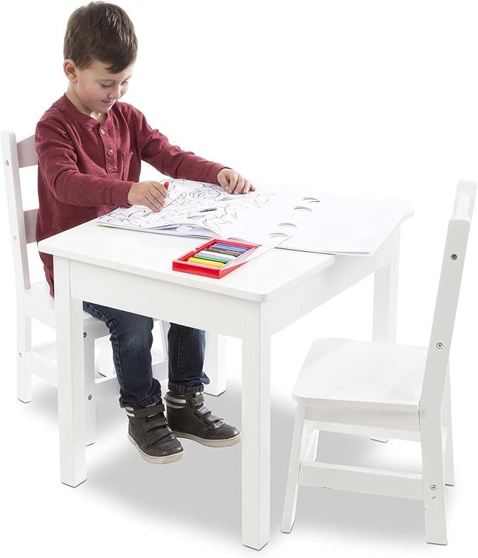 Melissa & Doug Wooden Kids Table & Chairs Set, Montessori, Homeschool Classroom Must Haves, Bedroom Furniture for Boys & Girls 3+