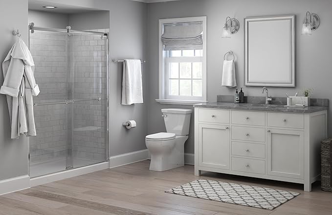 Franklin Brass Kinla 5-Piece Bathroom Set Polished Chrome 18" and 24" Towel Bar Racks,Toilet Paper Holder, Ring, Hook KIN5PC-PC