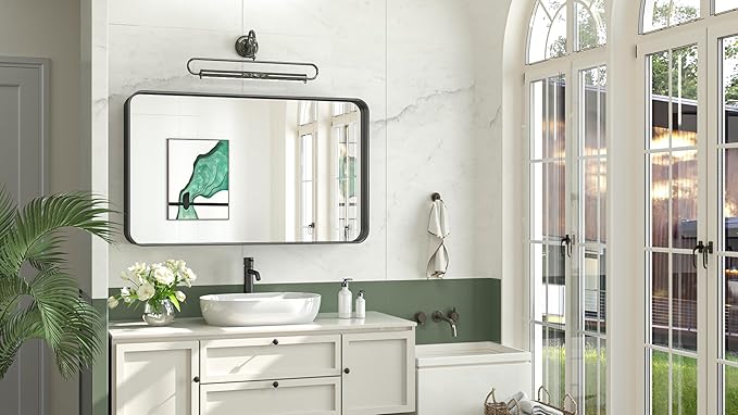 TokeShimi 40x24 Black Bathroom Mirror for Wall Vanity Mirror with Brushed Metal Frame Non-Rusting Aluminum Alloy for Modern Farmhouse Bedroom Living Room Decor (Horizontal/Vertical)