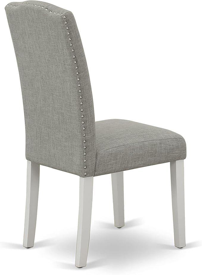 East West Furniture X097EN206-6 6 Piece Dining Set Contains a Rectangle Dining Room Table with X-Legs and 4 Dark Shitake Linen Fabric Parson Chairs with a Bench, 40x72 Inch, Multi-Color