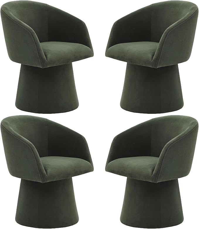 Swivel Dining Chairs Modern Accent Armchair Side Deskchair for Diningroom Vanity Bedroom Livingroom Reading Room,Green,4 Box