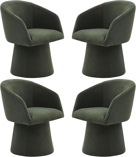 Swivel Dining Chairs Modern Accent Armchair Side Deskchair for Diningroom Vanity Bedroom Livingroom Reading Room,Green,4 Box
