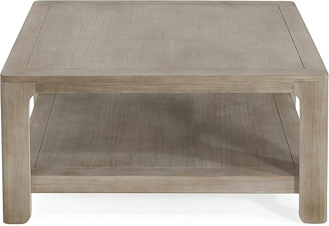 Christopher Knight Home Doran Small Coffee Table with Storage, Modern MDF Square Side Table, Multifunctional Accent Table with Spacious 2-tier Design, Semi-open Design Indoor Furniture, Light Grey Ash