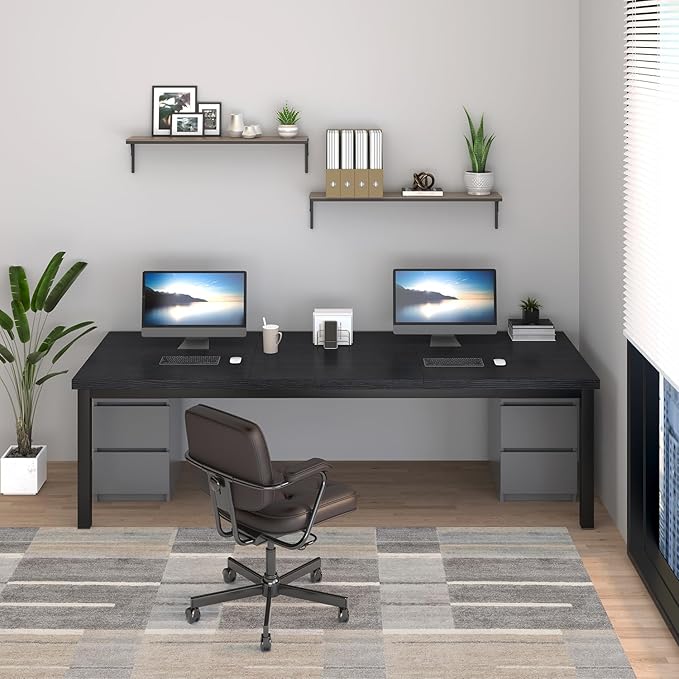 70.8 Inch Large Computer Desk, Long Gaming Table, Modern Two Person Desk Large Executive Office Desks, Double Desk at Home, Perfect for Work, Gaming, Studying, and Writing, Etc. Black.