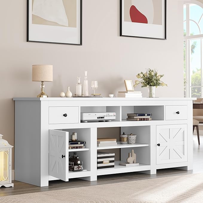 YITAHOME TV Stand for 75/80 Inch TV, Entertainment Center, TV Cabinet with Drawers and Power Outlet, White TV Console for Living Room Furniture (70 Inch Lenght 30 Inch High)
