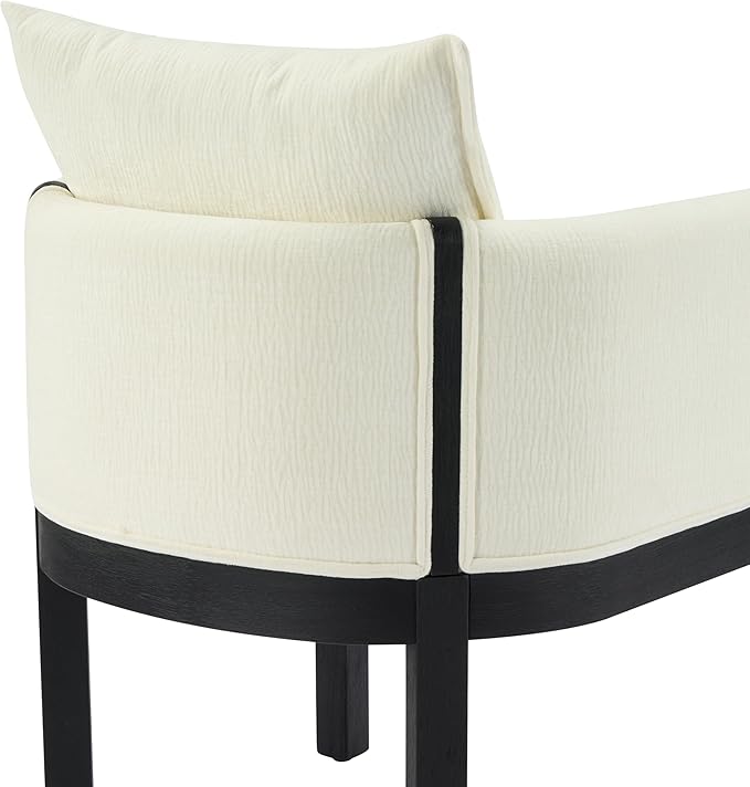 Christopher Knight Home Lucid Linen Upholstered Dining Chairs Set of 2, Rubber Wood Dining Room Chairs, Modern Armchair, Extra Seating for Dining Room, Versatile Indoor Furniture, White + Black
