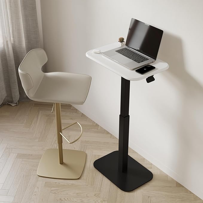 Ergohome™ ELEVANCE Table™ Height Adjustable Side Table for Couch or Bed, Laptop Table - End Table Office Coffee Accent Table - Precision Engineering for Superior Stability (Black Base & Cloud Top)