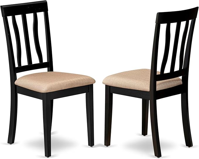 East West Furniture LGAN5-BCH-C 5 Piece Kitchen Table Set for 4 Includes a Rectangle Dining Room Table with Butterfly Leaf and 4 Linen Fabric Upholstered Chairs, 42x84 Inch, Black & Cherry