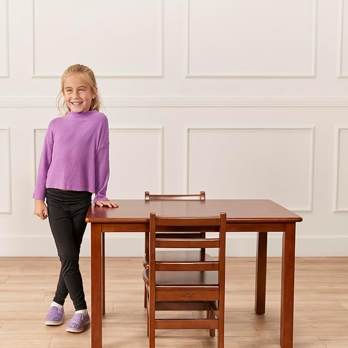 ECR4Kids 24in x 36in Rectangular Hardwood Table and Chair Set, 12in Seat Height, Kids Furniture, Dark Walnut