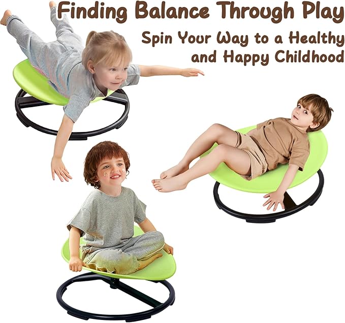 Kids Sensory Spinning Chair for Autism Ages 3+, Sit and Spin Swivel Chair for Kids with ADHD, Sensory Chairs for Autistic Children, Sensory Toys for Motion Sickness Relief, Balance Training (Green)