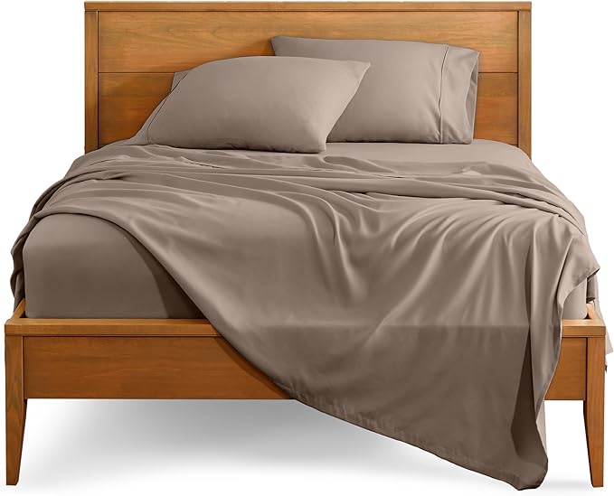 Bare Home Queen Sheet Set - Luxury 1800 Ultra-Soft Microfiber Queen Bed Sheets - Double Brushed - Deep Pockets - Easy Fit - 4 Piece Set - Bedding Sheets & Pillowcases (Queen, Taupe)