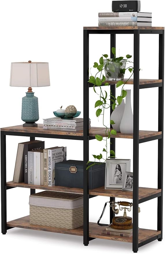Tribesigns 5-Tier Bookshelf, Ladder Corner Bookshelves Etagere Bookcase, 8 Shelves Display Rack Storage Shelf for Living Room Home Office
