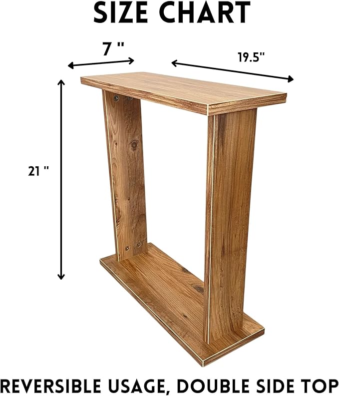 Very Narrow Side Table for Living Room, Small Apartment Space Between Chairs Skinny Table for Recliner, Couch, Armchair, Thin Slim End Table for Living Room, Bedroom, Beverages (Natural)