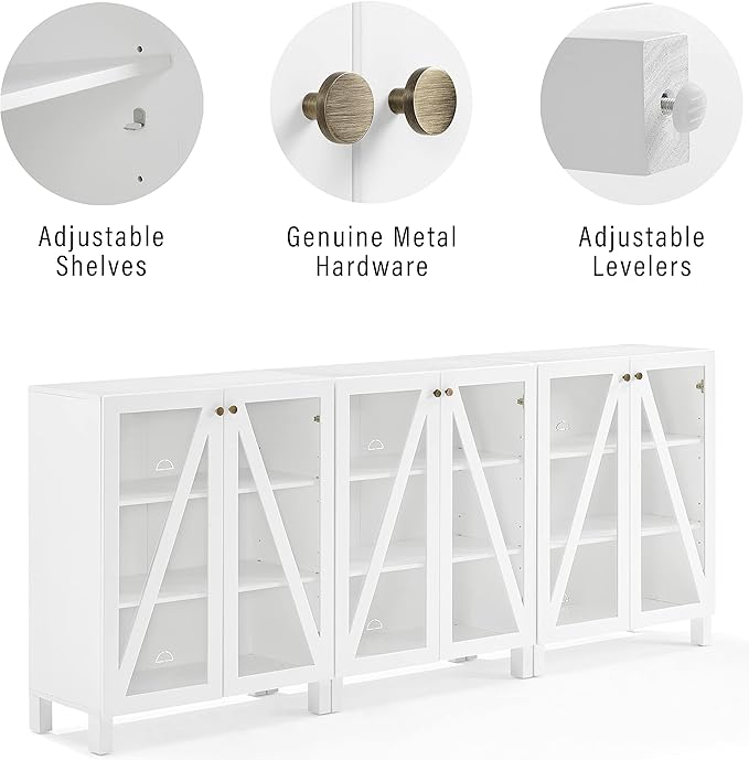 Crosley Furniture Cassai 3-Piece Entertainment Center TV Stand, Media Console, Vinyl Record Storage, White